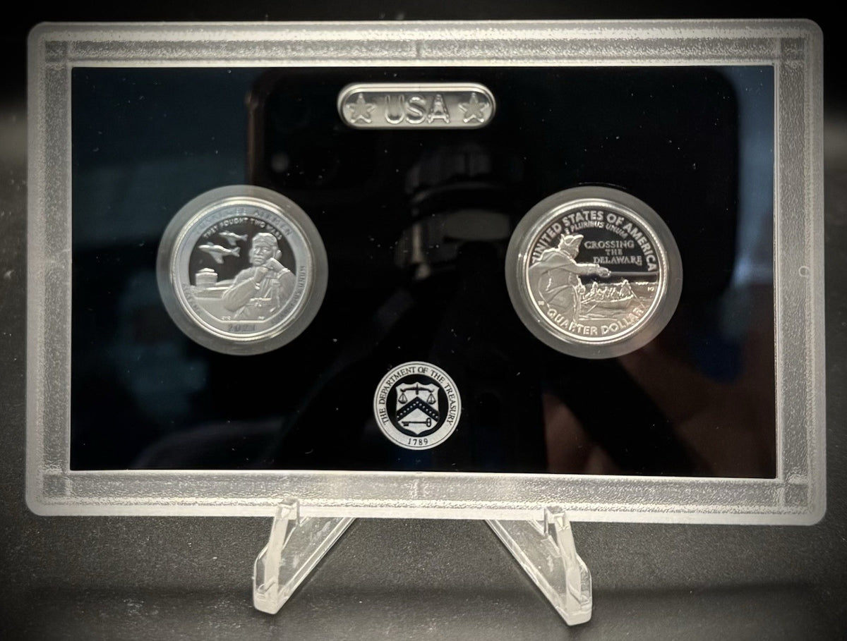 2021-S .999 SILVER Crossing The Delaware PROOF Quarter 2 Coin Set No Box or COA0