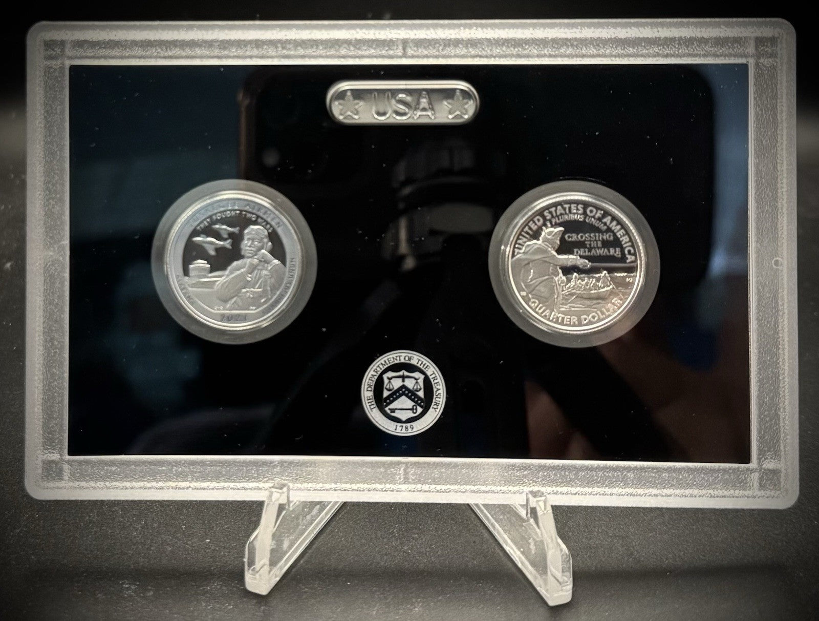 2021-S .999 SILVER Crossing The Delaware PROOF Quarter 2 Coin Set No Box or COA0