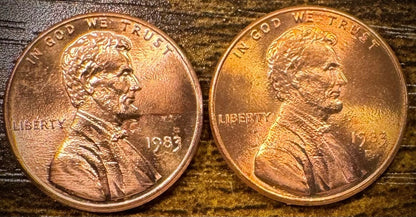 1983 P & D Lincoln Memorial Cent BU 2 Coin Set From Original Rolls0