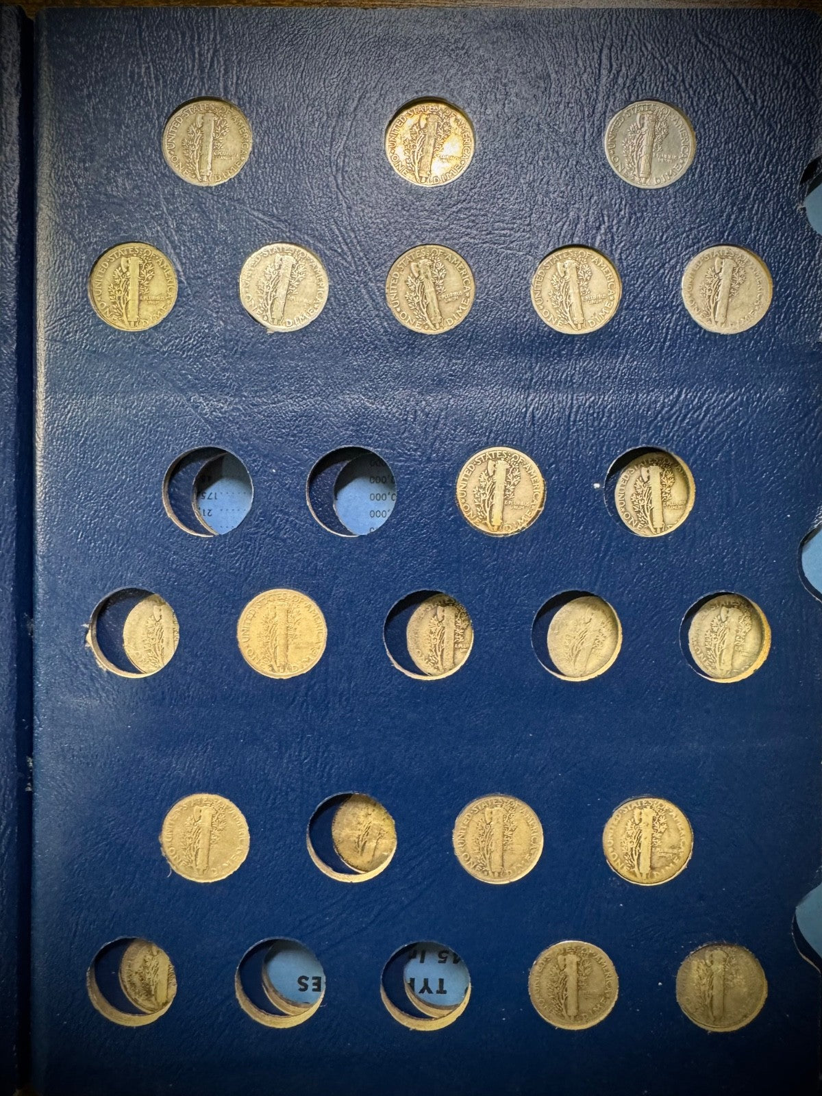 1916-1945 Mercury Silver Dime Partial Set In Whitman Deluxe Album 55 Coins4