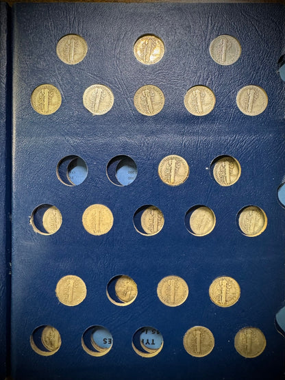 1916-1945 Mercury Silver Dime Partial Set In Whitman Deluxe Album 55 Coins4