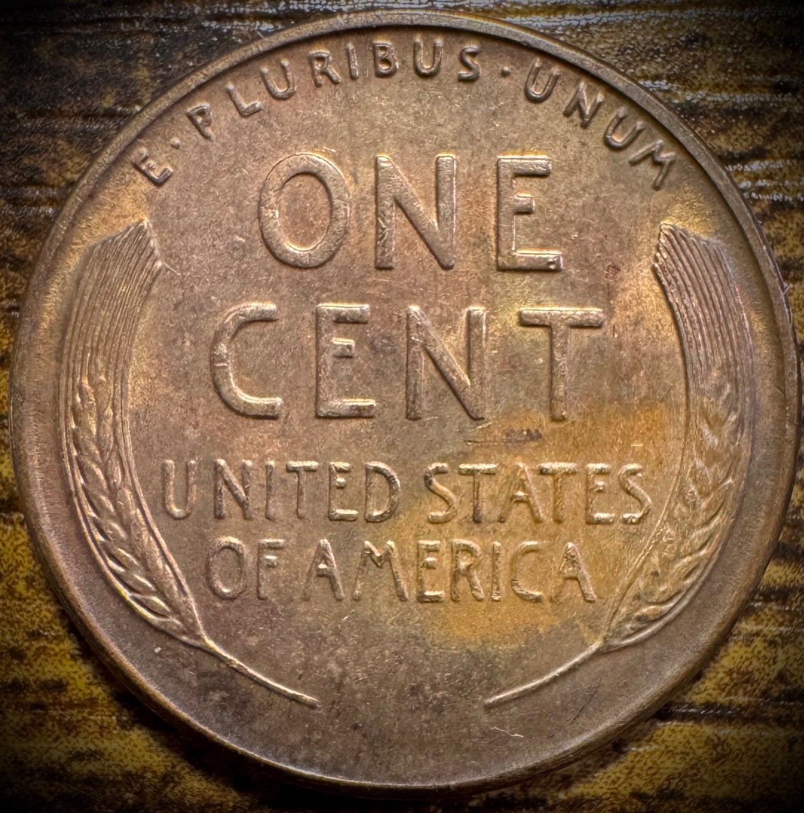 1939-S Lincoln Wheat Penny Cent Uncirculated MULTI-COLORED TONING1