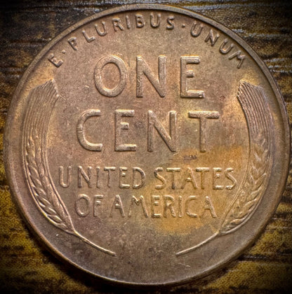 1939-S Lincoln Wheat Penny Cent Uncirculated MULTI-COLORED TONING1