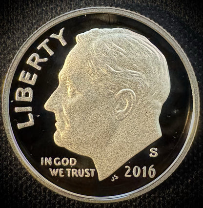 2016-S 90% SILVER And Clad GEM PROOF Roosevelt Dime 10C .900 Fine Lot Of 2 Coins4