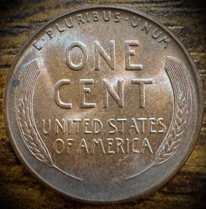 1940-D Lincoln Wheat Penny Cent Uncirculated MULTICOLORED TONING #21