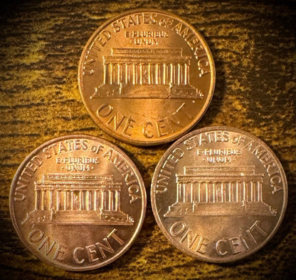 1974 Lincoln Memorial Cent P D S Uncirculated 3 Coin Lot From Original Rolls1