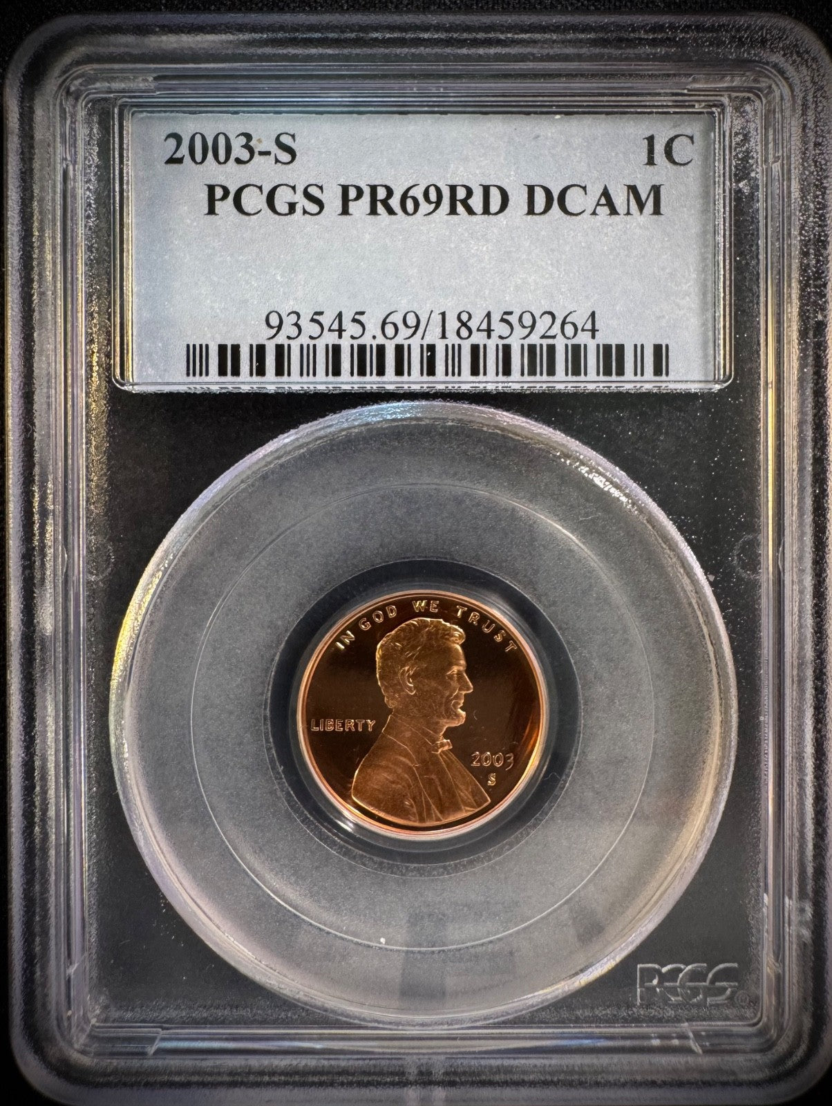 2003-S Lincoln Memorial Cent Penny PCGS PR69RD DCAM PROOF Coin DEEP CAMEO0