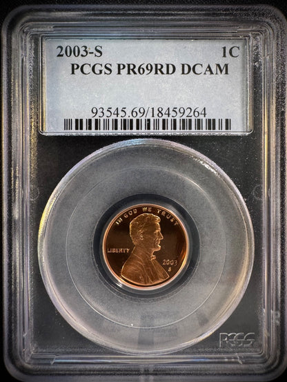 2003-S Lincoln Memorial Cent Penny PCGS PR69RD DCAM PROOF Coin DEEP CAMEO0