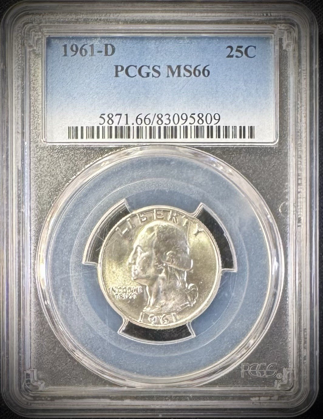 1961 D Silver Washington Quarter PCGS MS66 BLAST WHITE0