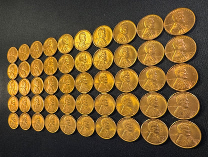 1949-S Lincoln Wheat Cent Penny Red Uncirculated Roll Of 50 Coins2
