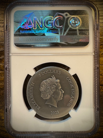 2023 Cook Islands $5 Arethusa 1 oz Silver coin NGC MS70 ANTIQUED With OGP1