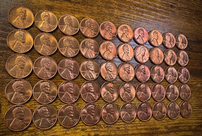 1958 Lincoln Wheat Cent Penny Red One (1) Uncirculated Roll With 50 Coins2